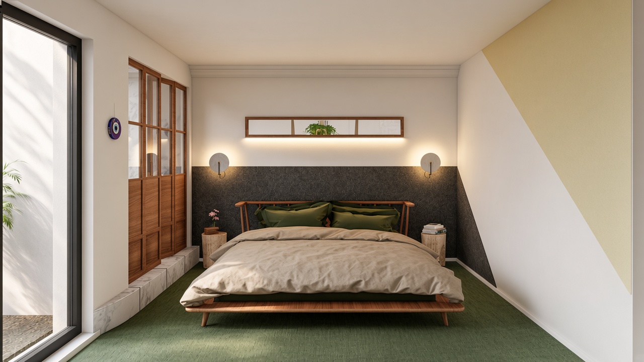 Chambre aux matières naturelles de la Maison C. — Djan Studio